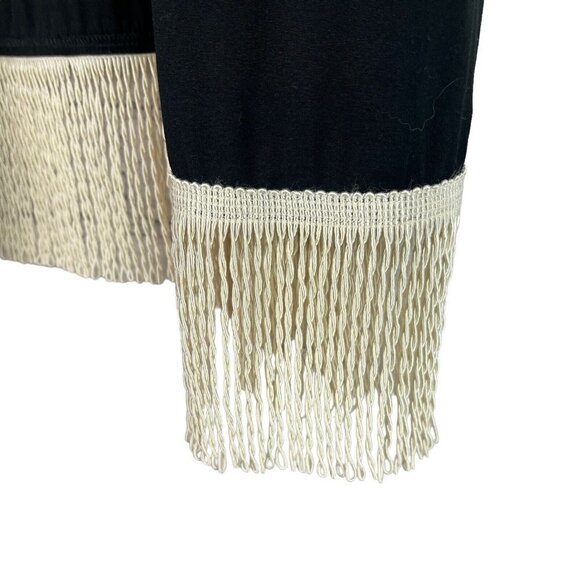 Lacy Afternoon by Shell Kepler Cardigan Black Floral Fringe Womens Large Vintage - Picture 4 of 12